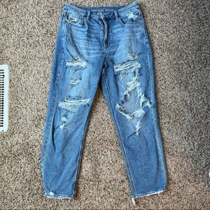 AE Distressed Curvy Mom Jeans